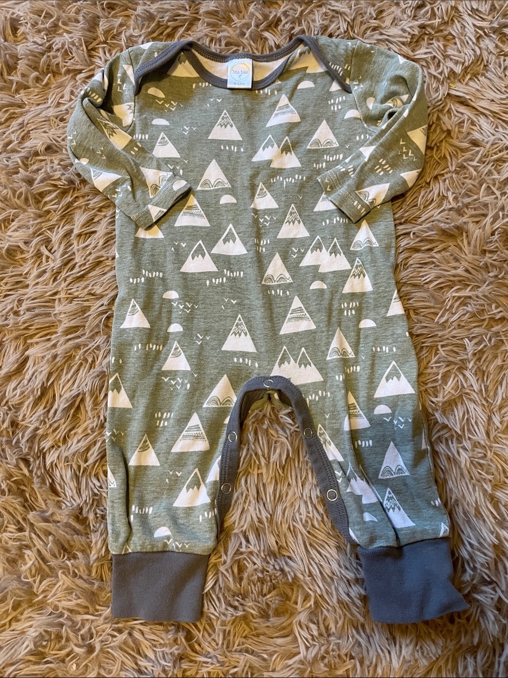 Unbranded Sage Green Mountain Print Baby One-Piece